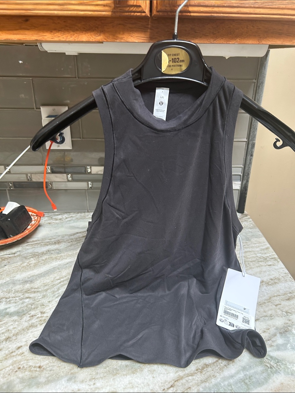 Lululemon athletica tight fit moc neck tank top size L black new